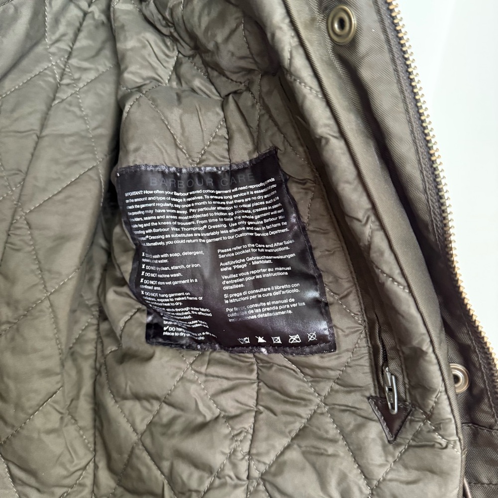 Barbour International Green Waxed Jacket Size USA 4 - Picture 3 of 5